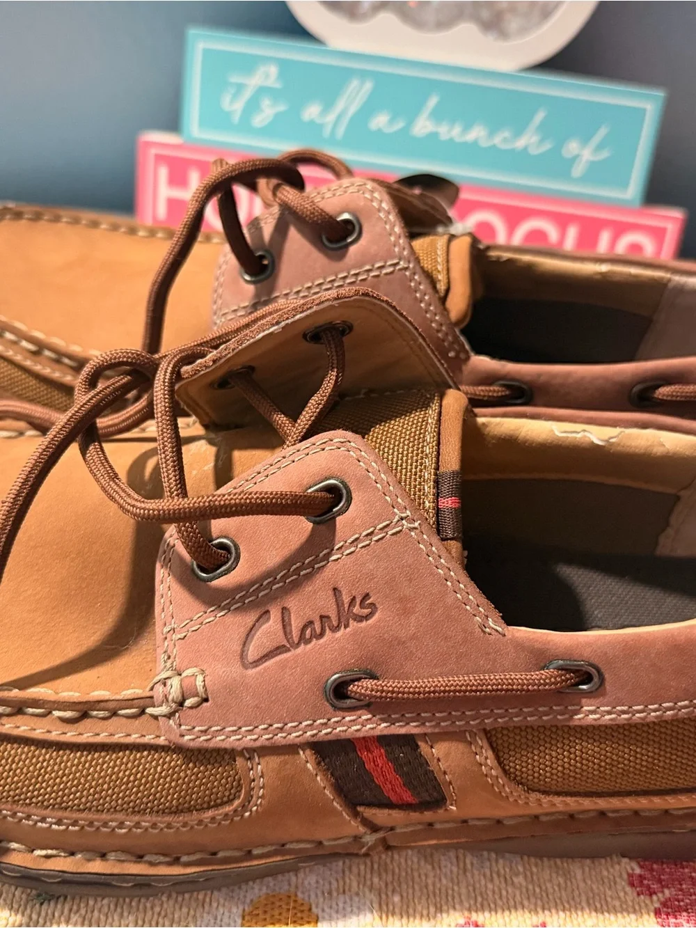 Clarks Men’s Brown Leather and Tan Boat Shoes